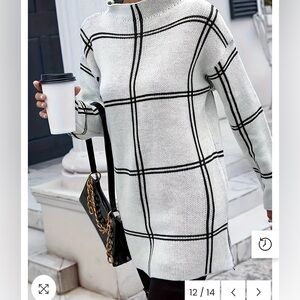 Cozy oversized polyester blend sweater. 
Size Lrg, matching pattern on backside.